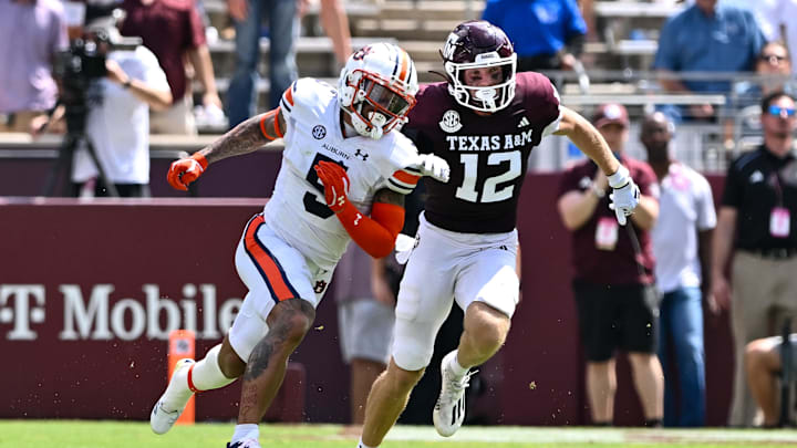 Sep 23, 2023; College Station, Texas, USA; Auburn Tigers safety Donovan Kaufman (5) and Texas