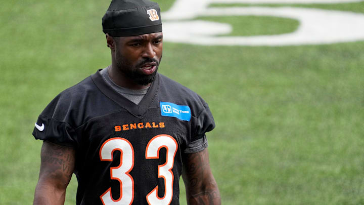Cincinnati Bengals safety Nick Scott (33) walks between drills during an off-season workout inside