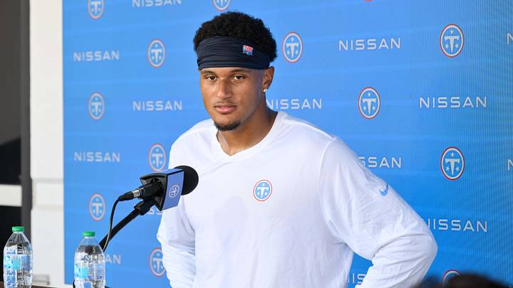 Jun 16, 2026; Nashville, TN, USA; Tennessee Titans cornerback Alontae Taylor (24) talks with the media post practice during day 1 of mini-camp at Vanderbilt Health Football Center. Mandatory Credit: Steve Roberts-Imagn Images Jun 16, 2026; Nashville, TN, USA; Tennessee Titans cornerback Alontae Taylor (24) talks with the media post practice during day 1 of mini-camp at Vanderbilt Health Football Center. Mandatory Credit: Steve Roberts-Imagn Images