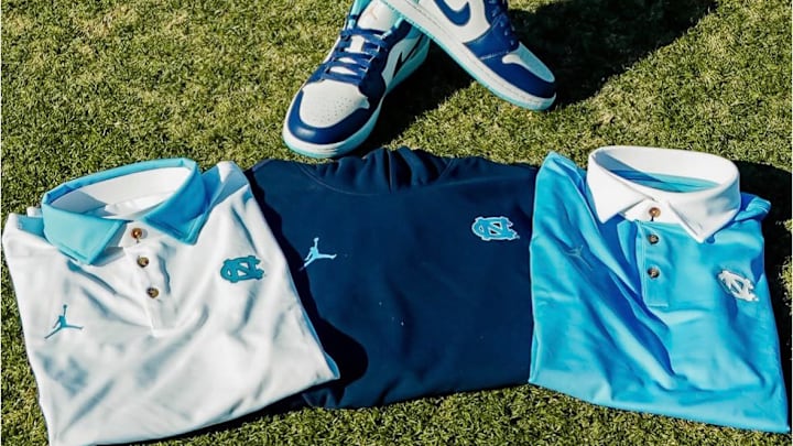 The UNC Tar Heels' golf team showed off their new Jordan Brand apparel and shoes. The UNC Tar Heels' golf team showed off their new Jordan Brand apparel and shoes.