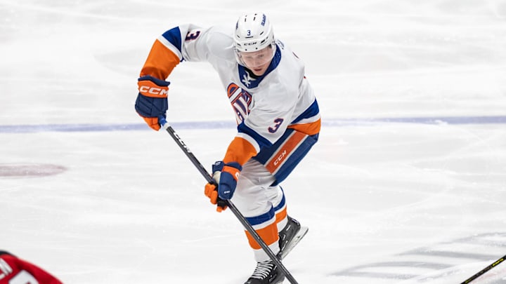 Bridgeport's Robin Salo controls the puck at the Adirondack Bank Center on Friday, March 22, 2024.