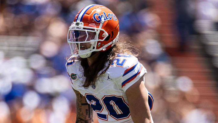 Florida Gators defensive back Asa Turner (20) looks on during the first half at the Orange and Blue spring football game at Steve Spurrier Field at Ben Hill Griffin Stadium in Gainesville, FL on Saturday, April 13, 2024. [Matt Pendleton/Gainesville Sun]