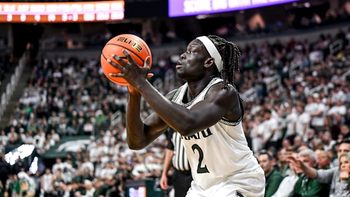 Michigan State's Kur Teng makes a 3-pointer against UCLA during the second half on Tuesday, Feb. 17, 2026, at the Breslin Center in East Lansing.