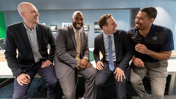 From left, United Shore's Chief Legal Officer Adam Wolfe, left, and Leadership Coach Mateen Cleaves, president and CEO Mat Ishbia and Businesses Innovation Specialist Charlie Bell pose for a photo in the Breslin conference room at United Shore headquarter in Pontiac, Friday, Feb. 28, 2020.

02282020 Unitedshore 4