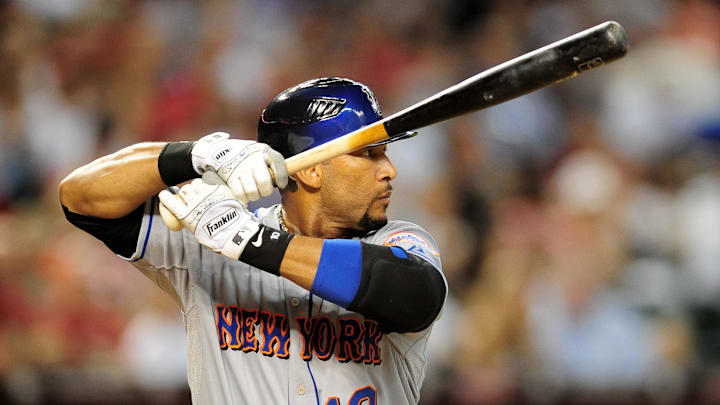 Aug. 11, 2009; Phoenix, AZ, USA; New York Mets pinch hitter Gary Sheffield bats against the Arizona