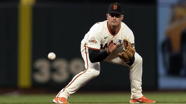 San Francisco Giants third baseman Matt Chapman (26) fields a ground ball. San Francisco Giants third baseman Matt Chapman (26) fields a ground ball.