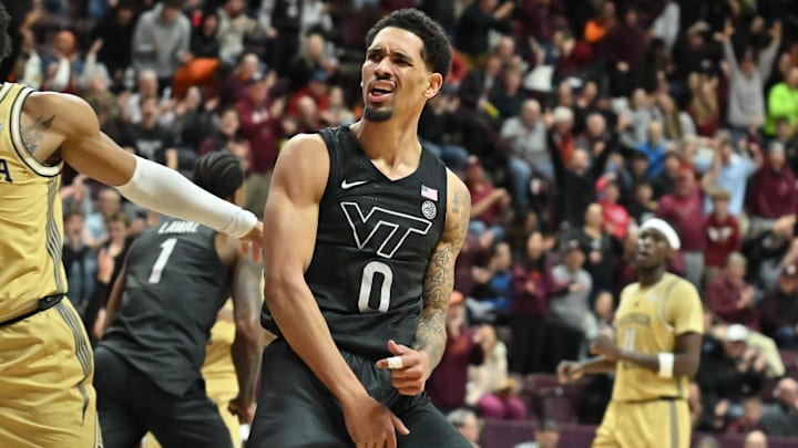 Jan 27, 2026; Blacksburg, Virginia, USA; Virginia Tech Hokies guard Jailen Bedford (0) celebrates a dunk during the second half at Cassell Coliseum. Mandatory Credit: Brian Bishop-Imagn Images Jan 27, 2026; Blacksburg, Virginia, USA; Virginia Tech Hokies guard Jailen Bedford (0) celebrates a dunk during the second half at Cassell Coliseum. Mandatory Credit: Brian Bishop-Imagn Images