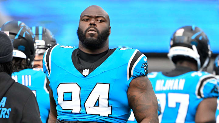 Oct 26, 2025; Charlotte, North Carolina, USA; Carolina Panthers defensive end A'Shawn Robinson (94) before the game at Bank of America Stadium. Mandatory Credit: Bob Donnan-Imagn Images