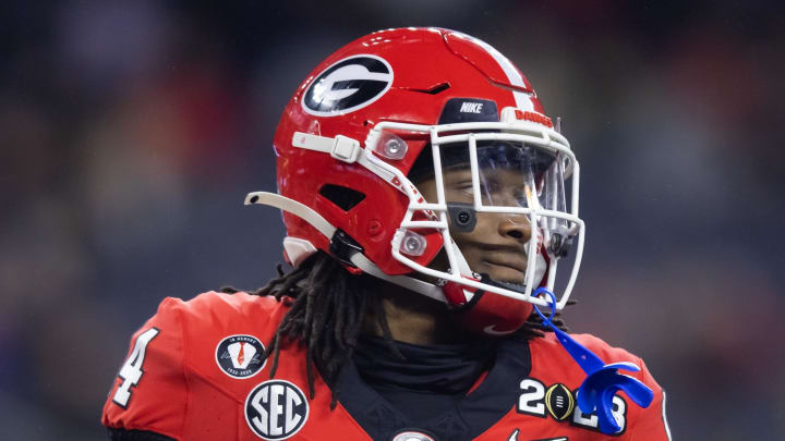 Jan 9, 2023; Inglewood, CA, USA; Georgia Bulldogs defensive back David Daniel-Sisavanh (14) against the TCU Horned Frogs during the CFP national championship game at SoFi Stadium. Mandatory Credit: Mark J. Rebilas-USA TODAY Sports Jan 9, 2023; Inglewood, CA, USA; Georgia Bulldogs defensive back David Daniel-Sisavanh (14) against the TCU Horned Frogs during the CFP national championship game at SoFi Stadium. Mandatory Credit: Mark J. Rebilas-USA TODAY Sports