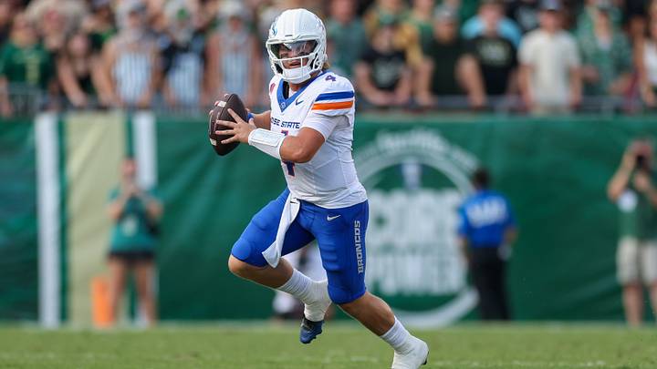 Boise State Broncos quarterback Maddux Madsen. Boise State Broncos quarterback Maddux Madsen.