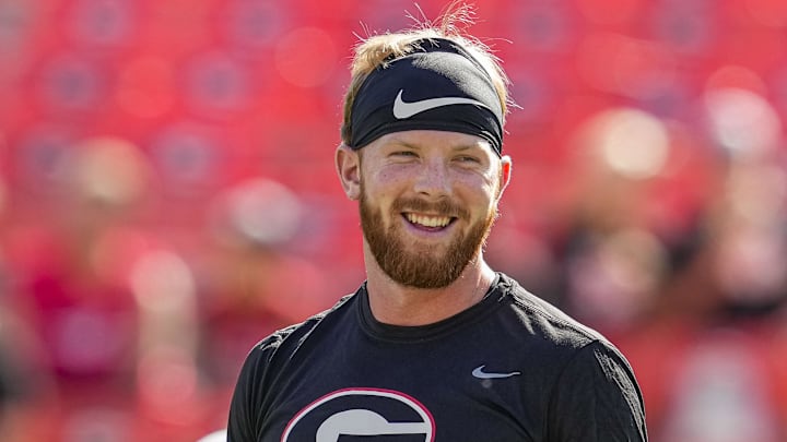 Sep 2, 2023; Athens, Georgia, USA; Georgia Bulldogs quarterback Brock Vandagriff (12) on the field