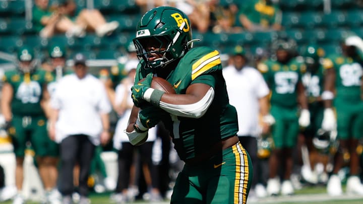 Baylor Bears running back Bryson Washington in action against the Samford Bulldogs during the first half at McLane Stadium. 