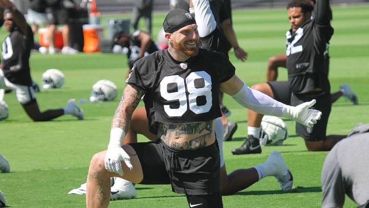 Las Vegas Raiders Superstar DED Maxx Crosby from 2024 Mandatory Mini-Camp