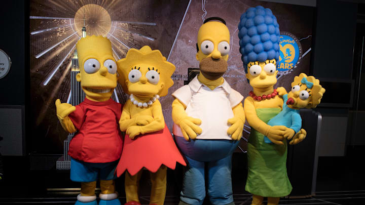 The Simpsons at a 30th anniversary celebration at the Empire State Building in 2018.