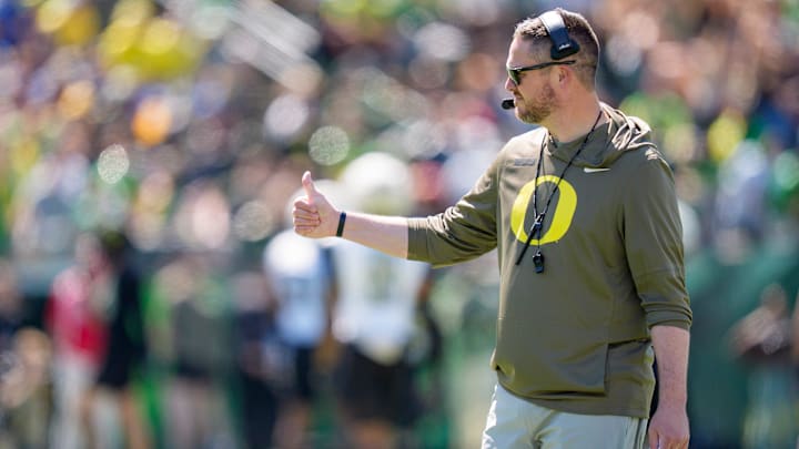 Oregon head coach Dan Lanning during the Oregon Ducks' annual spring game.