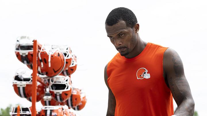 Jun 9, 2026; Berea, OH, USA; Cleveland Browns quarterback Deshaun Watson (4) walks off the field following mandatory mini camp at Cross Country Mortgage Campus. Mandatory Credit: Scott Galvin-Imagn Images Jun 9, 2026; Berea, OH, USA; Cleveland Browns quarterback Deshaun Watson (4) walks off the field following mandatory mini camp at Cross Country Mortgage Campus. Mandatory Credit: Scott Galvin-Imagn Images
