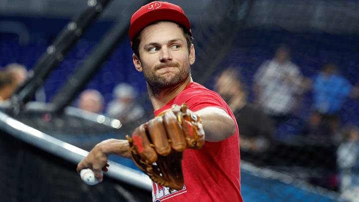 Jul 27, 2026; Miami, Florida, USA; Philadelphia Phillies shortstop Trea Turner (7) warms up against the Miami Marlins before the game at loanDepot Park. Mandatory Credit: Rhona Wise-Imagn Images Jul 27, 2026; Miami, Florida, USA; Philadelphia Phillies shortstop Trea Turner (7) warms up against the Miami Marlins before the game at loanDepot Park. Mandatory Credit: Rhona Wise-Imagn Images
