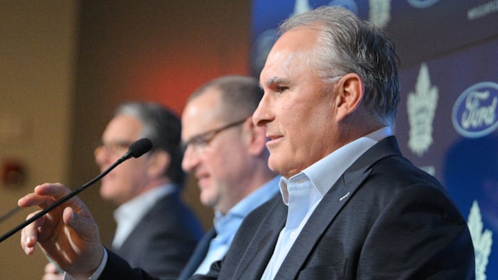 Toronto Maple Leafs head coach Craig Berube speaks during an introductory media conference: Dan Hamilton-Imagn Images