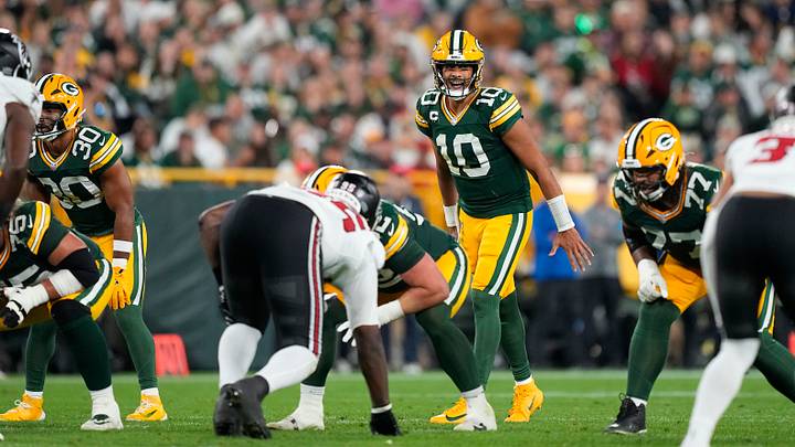 Sep 24, 2026; Green Bay, Wisconsin, USA;  Green Bay Packers quarterback Jordan Love (10) during the game against the Atlanta Falcons at Lambeau Field. Mandatory Credit: Jeff Hanisch-Imagn Images