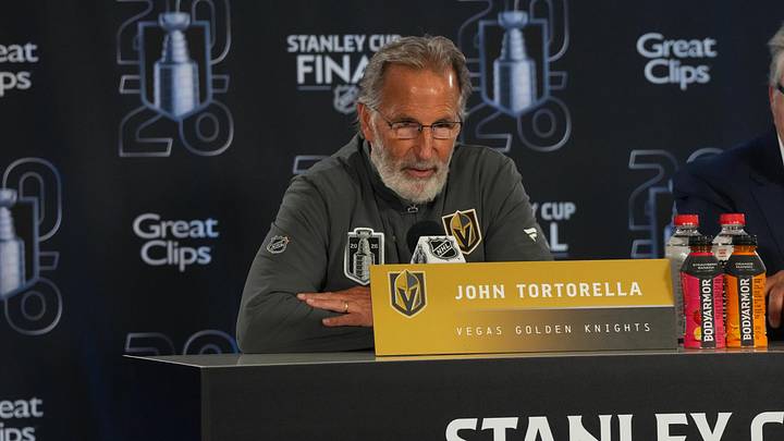 Jun 1, 2026; Raleigh, North Carolina, USA; Vegas Golden Knights head coach John Tortorella during media day for the 2026 Stanley Cup Final at Lenovo Center. Mandatory Credit: James Guillory-Imagn Images Jun 1, 2026; Raleigh, North Carolina, USA; Vegas Golden Knights head coach John Tortorella during media day for the 2026 Stanley Cup Final at Lenovo Center. Mandatory Credit: James Guillory-Imagn Images