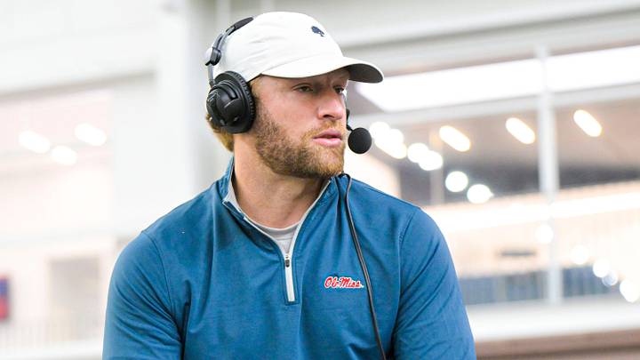 Offensive coordinator John David Baker speaks at Ole Miss “Meet the Rebels” in Oxford, Miss. on Saturday, April 25, 2026. Offensive coordinator John David Baker speaks at Ole Miss “Meet the Rebels” in Oxford, Miss. on Saturday, April 25, 2026.