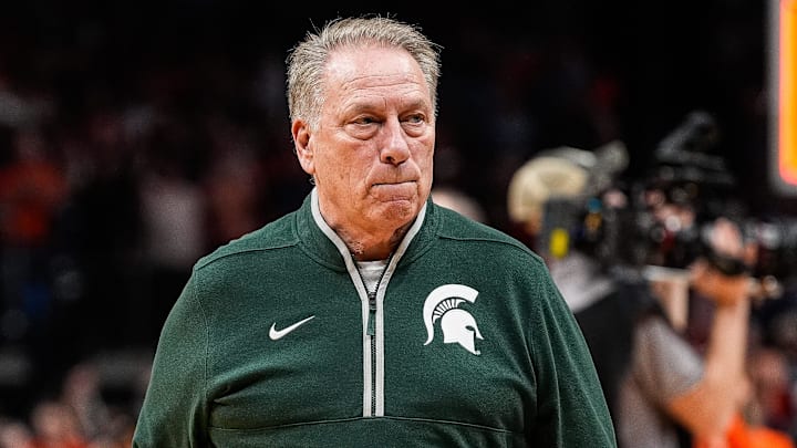 Michigan State head coach Tom Izzo exits the court after 70-64 loss to Auburn at the Elite Eight round of NCAA tournament at State Farm Arena in Atlanta, Ga. on Sunday, March 30, 2025.