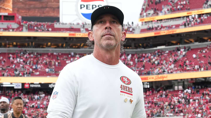 Sep 28, 2025; Santa Clara, California, USA; San Francisco 49ers head coach Kyle Shanahan after the game against the Jacksonville Jaguars at Levi's Stadium. Mandatory Credit: Darren Yamashita-Imagn Images Sep 28, 2025; Santa Clara, California, USA; San Francisco 49ers head coach Kyle Shanahan after the game against the Jacksonville Jaguars at Levi's Stadium. Mandatory Credit: Darren Yamashita-Imagn Images