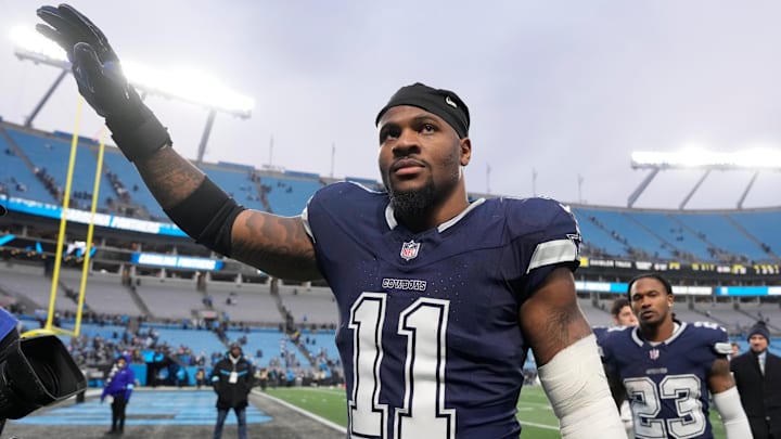 Dec 15, 2024; Charlotte, North Carolina, USA; Dallas Cowboys linebacker Micah Parsons (11) walks off the field after the game at Bank of America Stadium. Dec 15, 2024; Charlotte, North Carolina, USA; Dallas Cowboys linebacker Micah Parsons (11) walks off the field after the game at Bank of America Stadium.