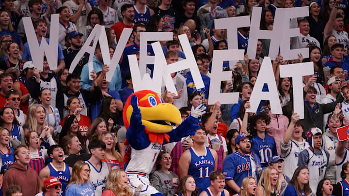 Kansas Jayhawks fans yell out before tipoff against Baylor Bears inside Allen Fieldhouse on Jan. 16, 2026. Kansas Jayhawks fans yell out before tipoff against Baylor Bears inside Allen Fieldhouse on Jan. 16, 2026.