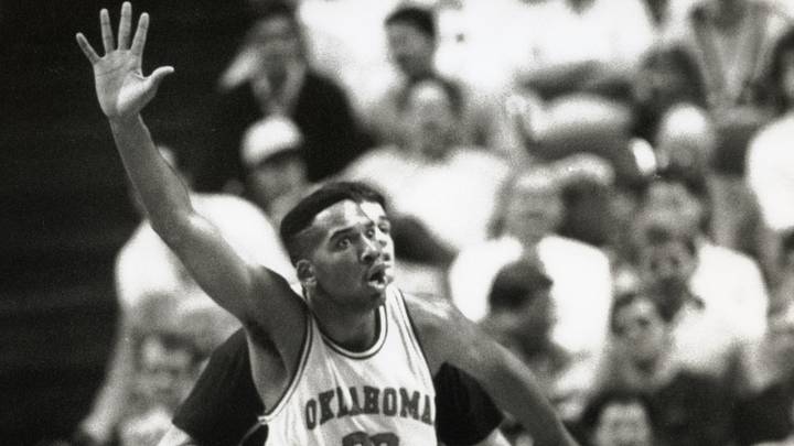 FILE PHOTO; Oklahoma Sooners forward Stacey King (33) in action.