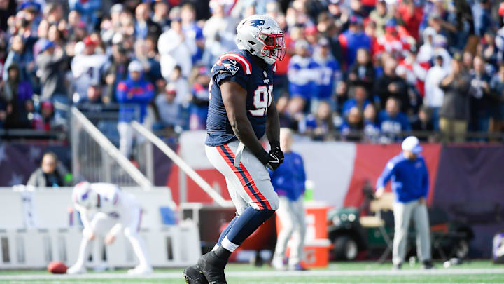 Oct 22, 2023; Foxborough, Massachusetts, USA; New England Patriots defensive tackle Christian