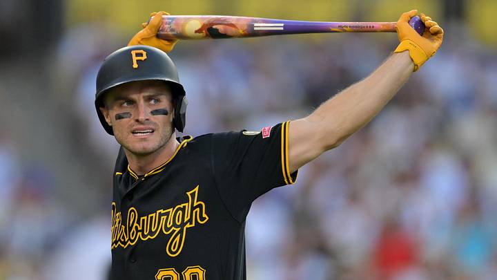 Aug 22, 2026; Los Angeles, California, USA; Pittsburgh Pirates center fielder Jake Mangum (28) walks to the dugout after he was called out on strikes in the eighth inning against the Los Angeles Dodgers at Dodger Stadium. Mandatory Credit: Jayne Kamin-Oncea-Imagn Images Aug 22, 2026; Los Angeles, California, USA; Pittsburgh Pirates center fielder Jake Mangum (28) walks to the dugout after he was called out on strikes in the eighth inning against the Los Angeles Dodgers at Dodger Stadium. Mandatory Credit: Jayne Kamin-Oncea-Imagn Images