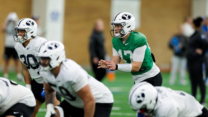 BYU quarterback Bear Bachmeier at 2026 Spring Camp
