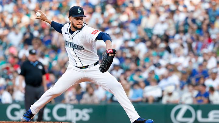 Jul 21, 2026; Seattle, Washington, USA; Seattle Mariners starting pitcher Luis Castillo (58) throws against the Cincinnati Reds during the fourth inning at T-Mobile Park. Mandatory Credit: Joe Nicholson-Imagn Images