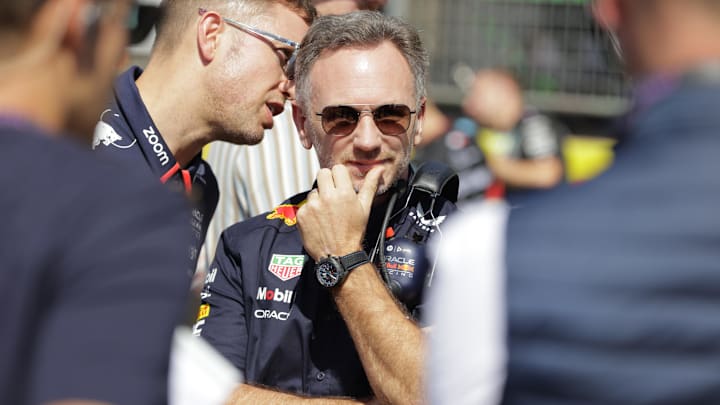 Oct 19, 2024; Austin, Texas, USA;  Red Bull Racing team principal Christian Horner before the Sprint Race of the  Formula One US Grand Prix at Circuit of the Americas. Mandatory Credit: Erich Schlegel-Imagn Images