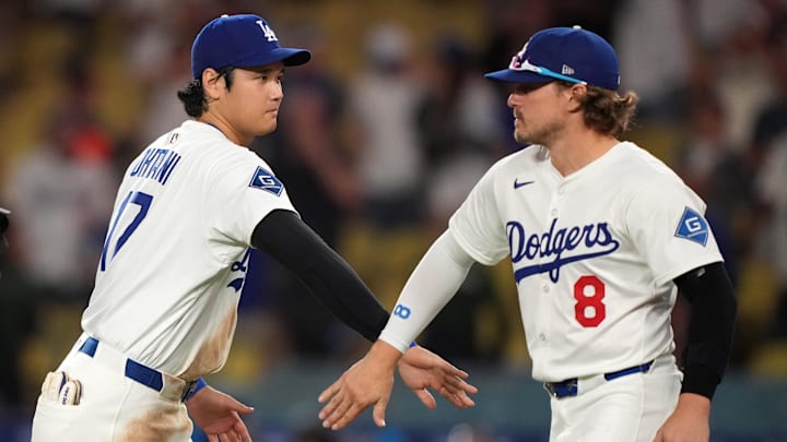 Los Angeles Dodgers' Shohei Ohtani and Kiké Hernandez.