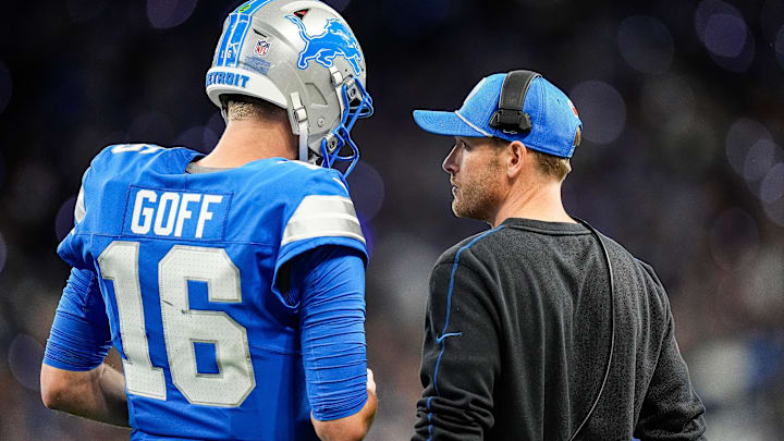 Ben Johnson consults with Lions QB Jared Goff during a timeout last season. Ben Johnson consults with Lions QB Jared Goff during a timeout last season.