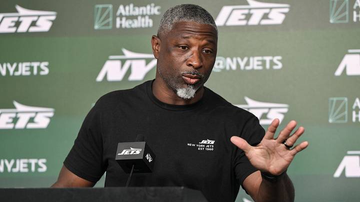 New York Jets head coach Aaron Glenn speaks at a press conference during minicamp at Atlantic Health Jets Training Center. New York Jets head coach Aaron Glenn speaks at a press conference during minicamp at Atlantic Health Jets Training Center.