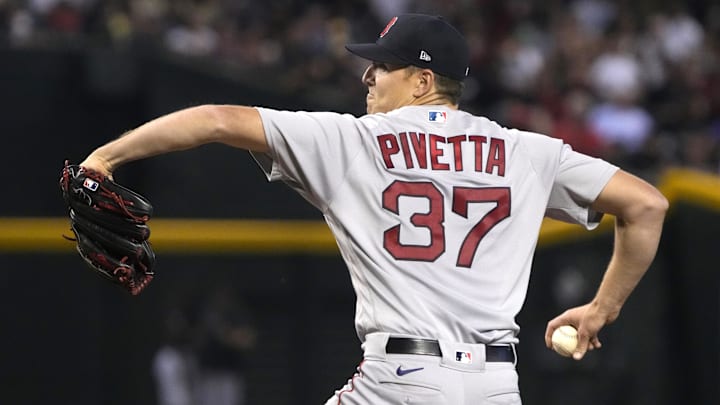 Phoenix, Arizona, USA; Boston Red Sox starting pitcher Nick Pivetta (37) throws against the Arizona Diamondbacks in the seventh inning at Chase Field.