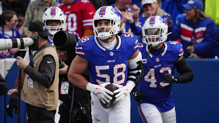Dec 29, 2024; Orchard Park, New York, USA; Buffalo Bills linebacker Matt Milano (58).
