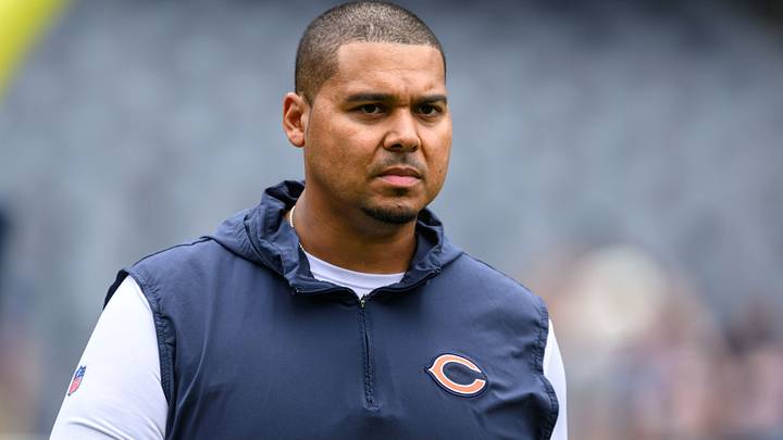 Chicago Bears general manager Ryan Poles looks on before a game against the Buffalo Bills at Soldier Field. Mandatory Credit: Daniel Bartel-USA TODAY Sports Chicago Bears general manager Ryan Poles looks on before a game against the Buffalo Bills at Soldier Field. Mandatory Credit: Daniel Bartel-USA TODAY Sports