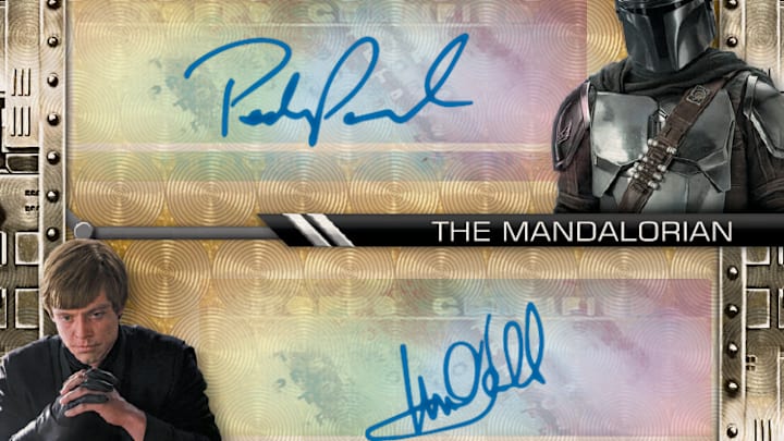 Topps Star Wars Smugglers Outpost Trio Autograph Mark Hamill, Pedro Pascal, Rosario Dawson