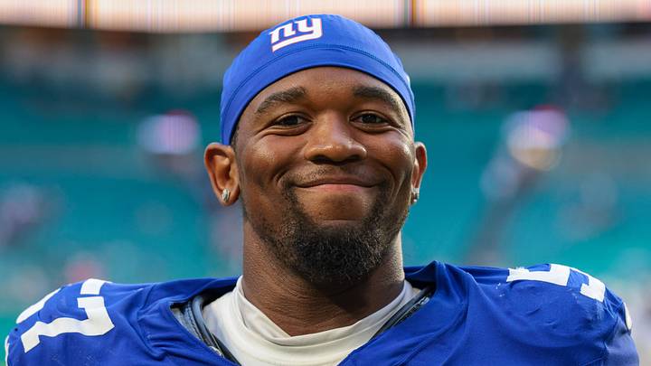 Aug 22, 2026; Miami Gardens, Florida, USA; New York Giants defensive end Chauncey Golston (57) looks on after the game against the Miami Dolphins at Hard Rock Stadium. Aug 22, 2026; Miami Gardens, Florida, USA; New York Giants defensive end Chauncey Golston (57) looks on after the game against the Miami Dolphins at Hard Rock Stadium.