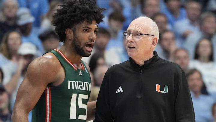 Feb 26, 2024; Chapel Hill, North Carolina, USA; Miami (Fl) Hurricanes forward Norchad Omier (15)