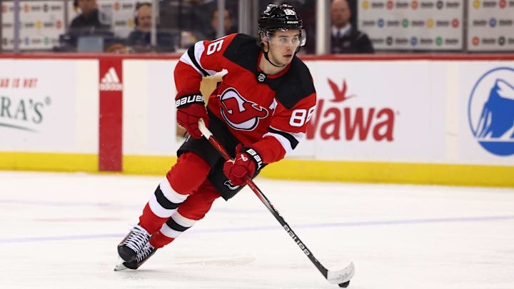 New Jersey Devils center Jack Hughes (86)