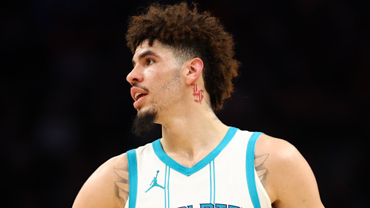 Jan 12, 2025; Phoenix, Arizona, USA; Charlotte Hornets guard LaMelo Ball (1) against the Phoenix Suns at Footprint Center. Mandatory Credit: Mark J. Rebilas-Imagn Images Jan 12, 2025; Phoenix, Arizona, USA; Charlotte Hornets guard LaMelo Ball (1) against the Phoenix Suns at Footprint Center. Mandatory Credit: Mark J. Rebilas-Imagn Images