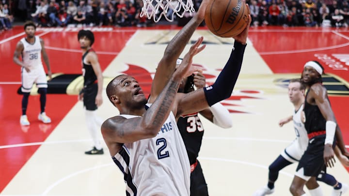 Nov 3, 2023; Portland, Oregon, USA; Memphis Grizzlies forward Xavier Tillman (2) shoots under