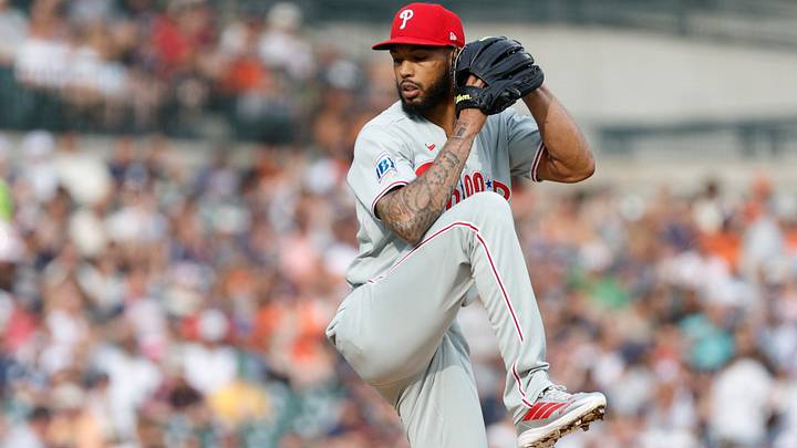 Jul 11, 2026; Detroit, Michigan, USA; Philadelphia Phillies pitcher Cristopher Sánchez (61) throws during the first inning against the Detroit Tigers at Comerica Park. Mandatory Credit: Brian Bradshaw Sevald-Imagn Images Jul 11, 2026; Detroit, Michigan, USA; Philadelphia Phillies pitcher Cristopher Sánchez (61) throws during the first inning against the Detroit Tigers at Comerica Park. Mandatory Credit: Brian Bradshaw Sevald-Imagn Images