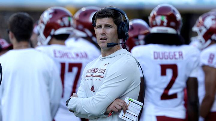 Sep 6, 2026; Seattle, Washington, USA; Washington State head coach Kirby Moore on the sidelines against the Washington State Cougars during the fourth quarter at Husky Stadium. Sep 6, 2026; Seattle, Washington, USA; Washington State head coach Kirby Moore on the sidelines against the Washington State Cougars during the fourth quarter at Husky Stadium.
