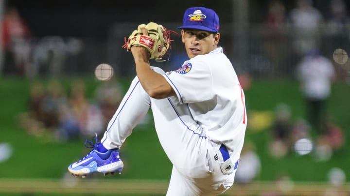 Amarillo Sod Poodles Yilber Diaz (17) pitches the ball in a Texas League Championship game against the Arkansas Travelers, Tuesday night, September 26, 2023, at Hodgetown, in Amarillo, Texas. The Arkansas Travelers won 6-5. Amarillo Sod Poodles Yilber Diaz (17) pitches the ball in a Texas League Championship game against the Arkansas Travelers, Tuesday night, September 26, 2023, at Hodgetown, in Amarillo, Texas. The Arkansas Travelers won 6-5.